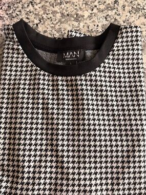 Boohoo Black & White Houndstooth Dress Shirt